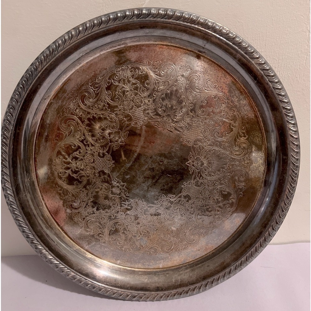 Antique Wm Rogers 161 Silver Plated 12’ Diameter Serving Tray Platter